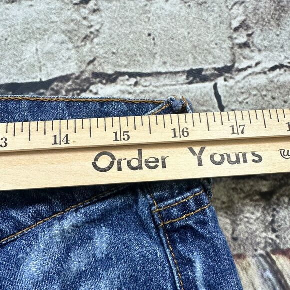 Gianni Bini Jeans‎ Womens Large Blue Distressed Straight Fit Denim Pants - Picture 11 of 14